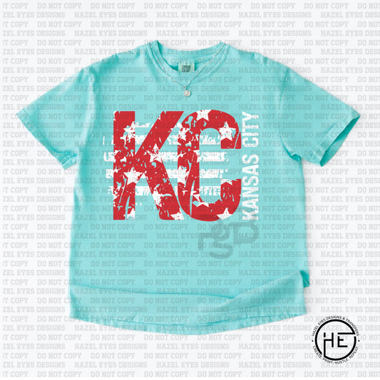 Grunge Stars Stripes KC Soccer - DTF Transfer