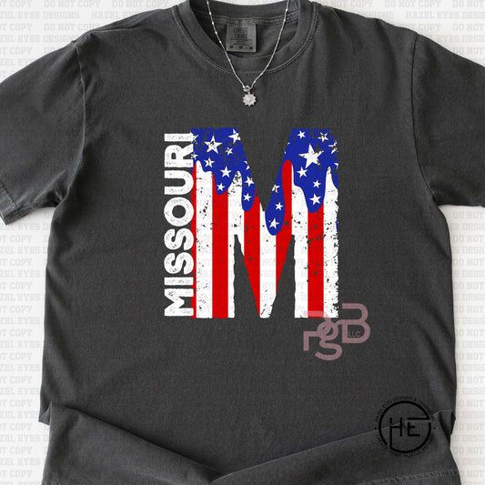 American Flag Distressed MO - DTF Transfer