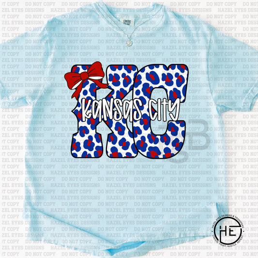 Red White Blue Leopard KC w/ Bow- DTF Transfer