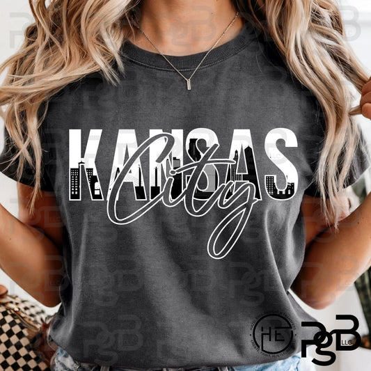 Kansas City Skyline Blk/Wht - DTF Transfer