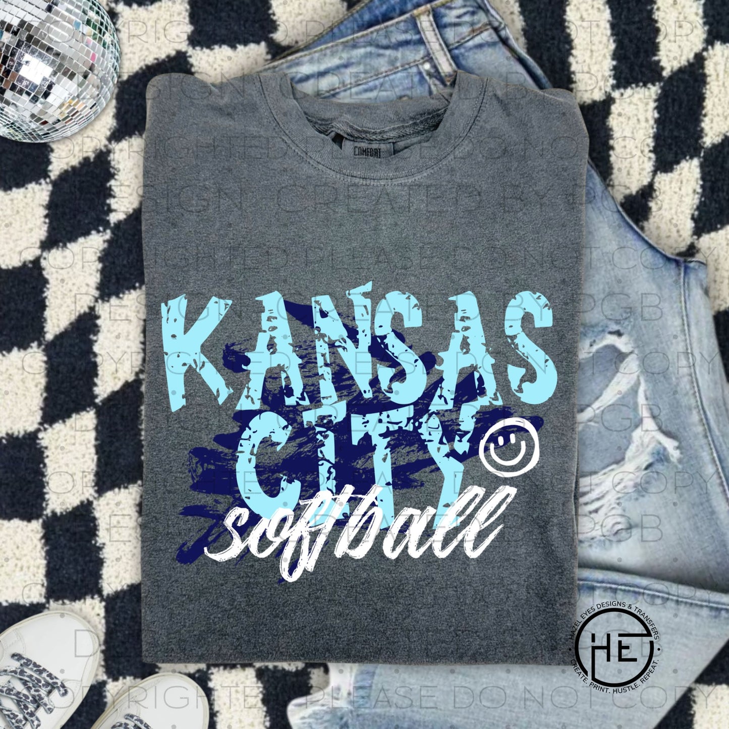 Paint Splatter Kansas City Softball - DTF Transfer