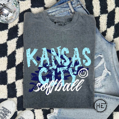 Paint Splatter Kansas City Softball - DTF Transfer
