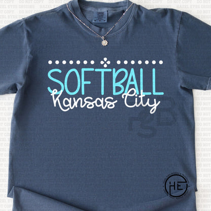 Softball Kansas City Simple Dots - DTF Transfer
