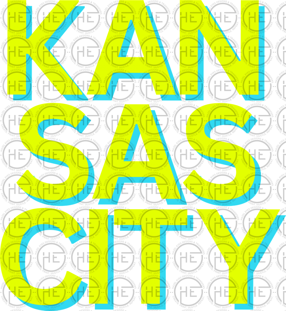 Kansas City Neon Green and Blue - DTF Transfer