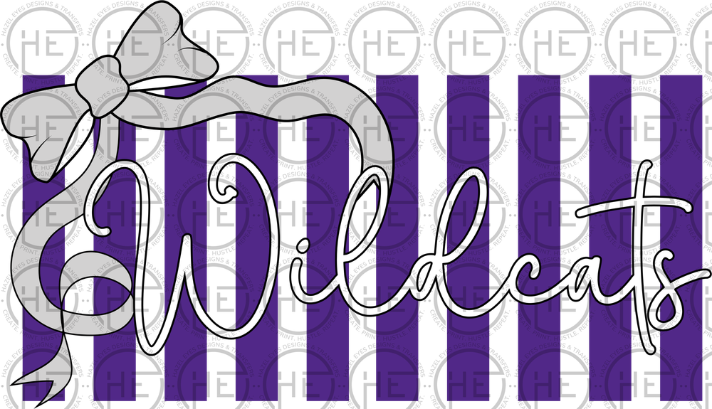 Wildcats Purple and White Striped Design with Bow