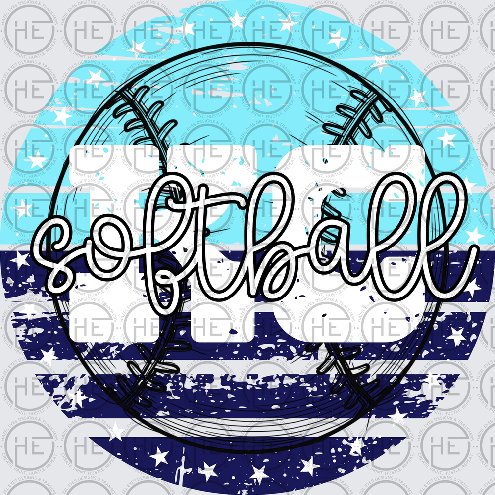 KC Softball Distressed Circle - DTF Transfer