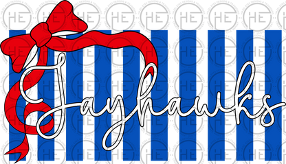 Kansas Jayhawks with Red Ribbon Bow Design