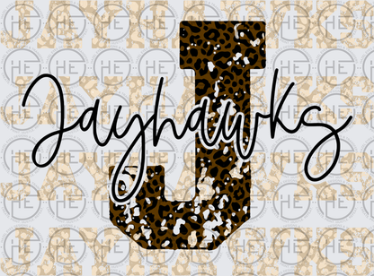 Jayhawk Leopard Print Letters - DTF Transfer