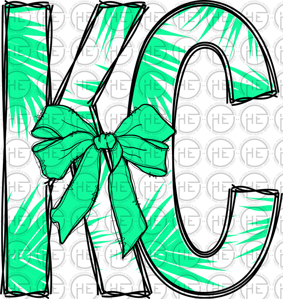 Green KC Tropical Leaves - DTF Transfer – Hazel Eyes Designs